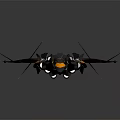 Futuristic Black And Orange Fighter Jet 3D Model With Sharp Wings And Aerodynamic Design